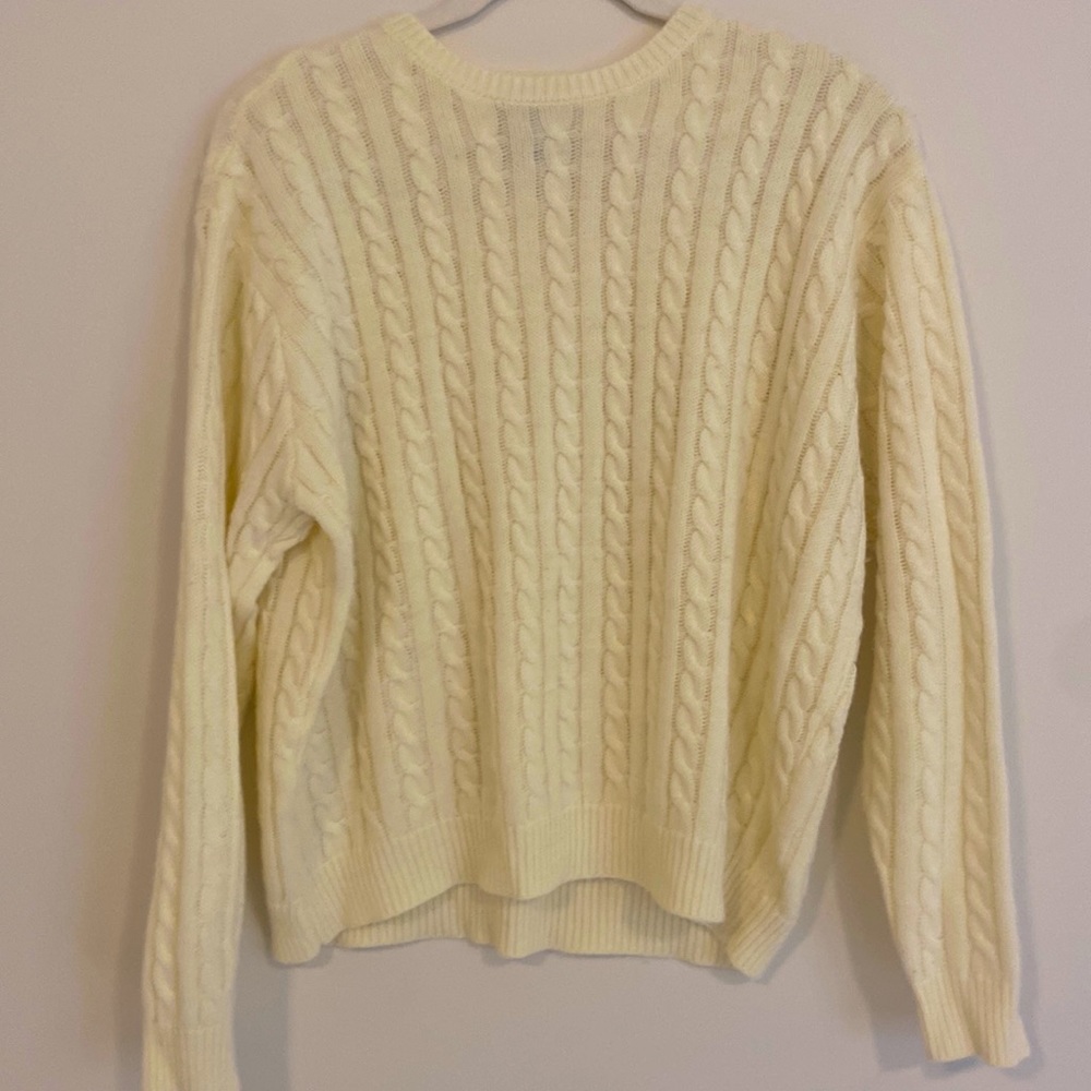 RSQ (Tilly’s) yellow-ish cream cable knit sweater.